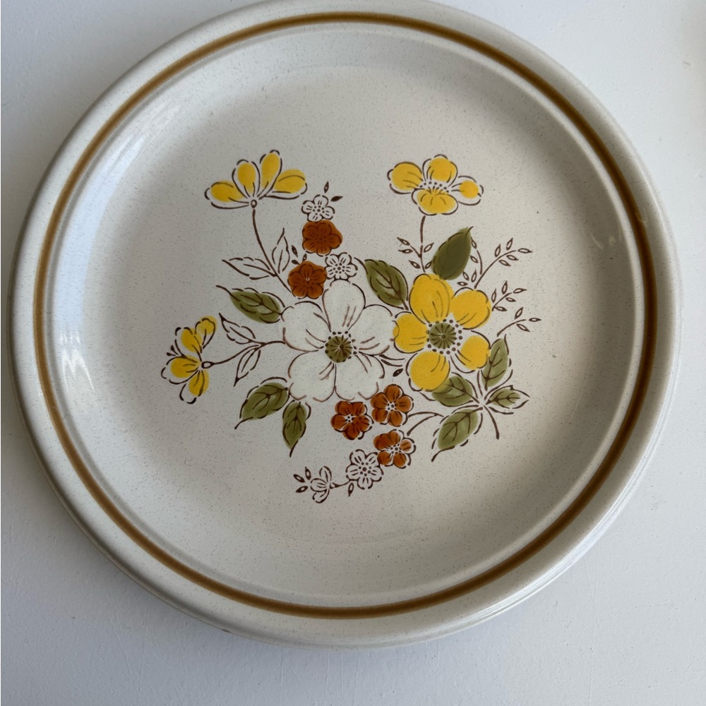 2 Vintage De Ville floral spring Blossom Stoneware Plate 10.75 Inch | Set Of 2s